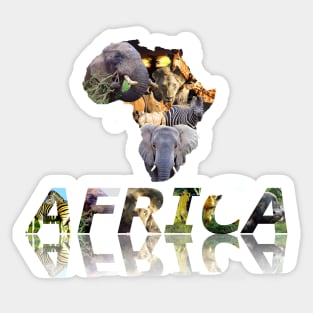 African Wildlife Map Collage Mirror Sticker